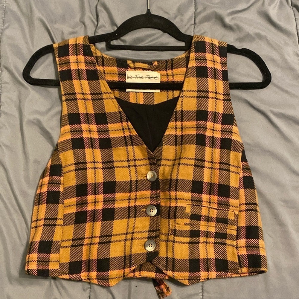 Free people We the free plaid micro vest waistcoat NWOT - Picture 3 of 9